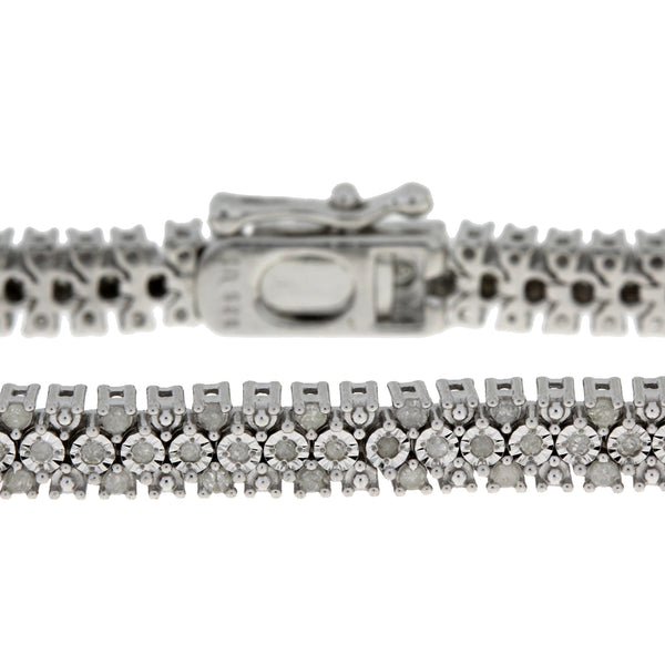 Natural 1.00ct Diamond Tennis Bracelet Sterling Silver