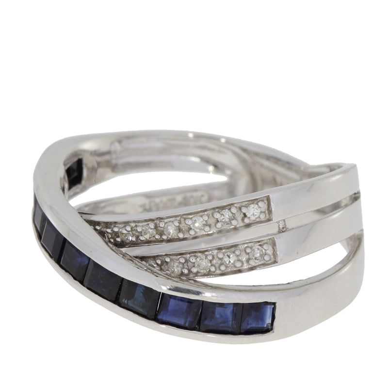 Natural .49ct Sapphire Diamond Ring 10KT White Gold