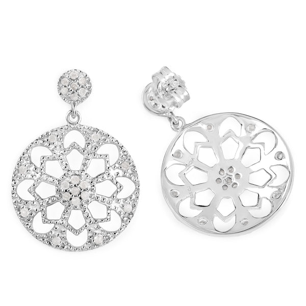 0.60 Carat Genuine White Diamond .925 Sterling Silver Earrings