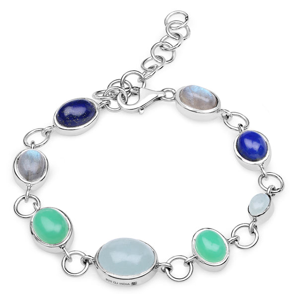 15.67 Carat Genuine Multi Stone .925 Sterling Silver Bracelet