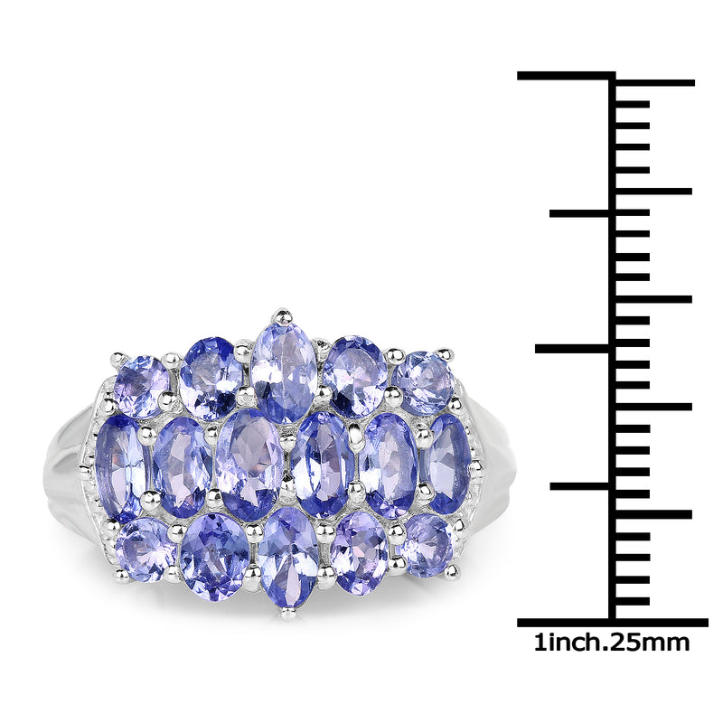 3.08 Carat Genuine Tanzanite .925 Sterling Silver Ring