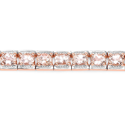 14K Rose Gold Plated 6.00 Carat Genuine Morganite .925 Sterling Silver Bracelet