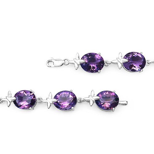 34.00 Carat Genuine Amethyst .925 Sterling Silver Bracelet