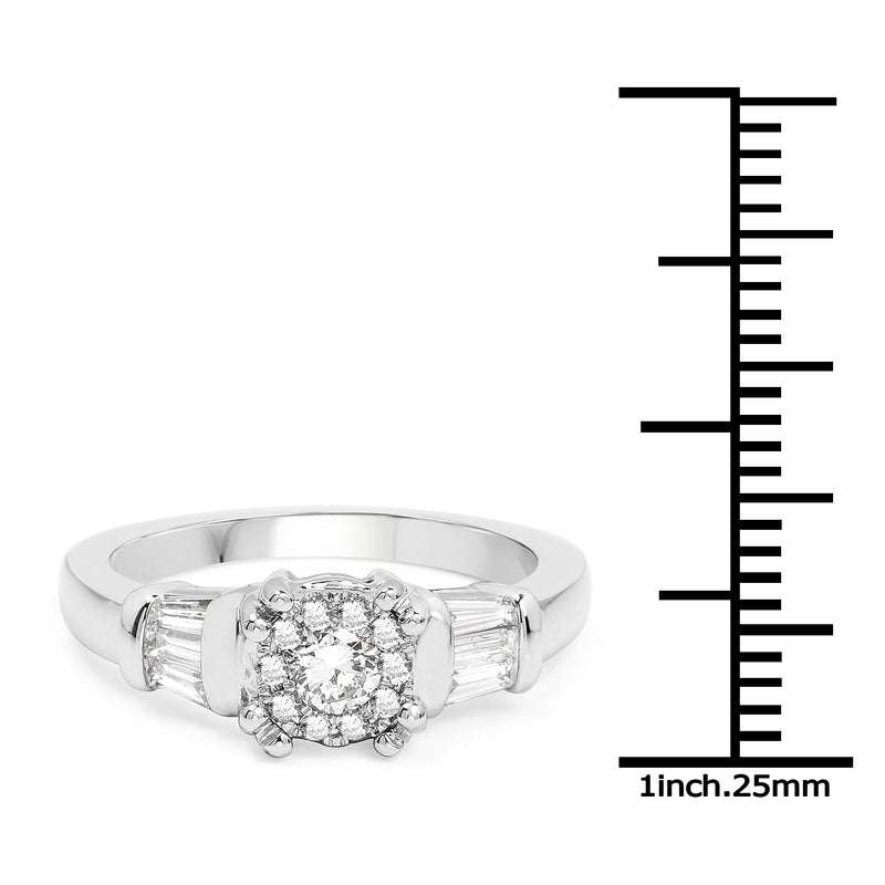 0.50 Carat Genuine White Diamond 14K White Gold Ring (E-F-G Color, VS-SI Clarity)