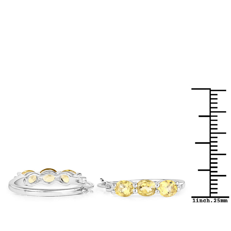 1.99 Carat Genuine Citrine and White Diamond .925 Sterling Silver Earrings