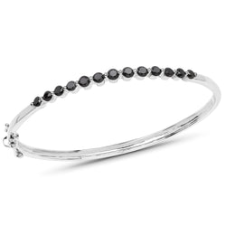 1.96 Carat Genuine Black Diamond .925 Sterling Silver Bangle