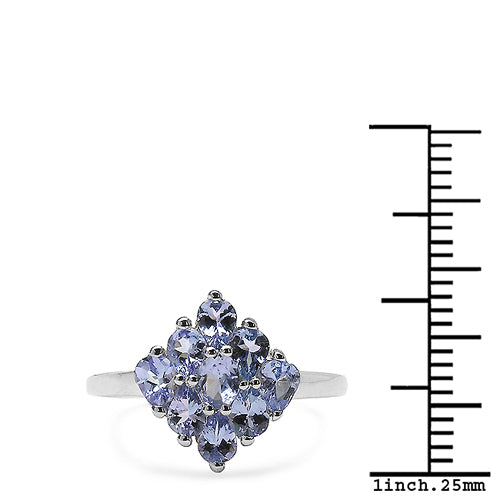 1.29 Carat Genuine Tanzanite .925 Sterling Silver Ring