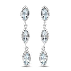 1.92 Carat Genuine Aquamarine .925 Sterling Silver Earrings