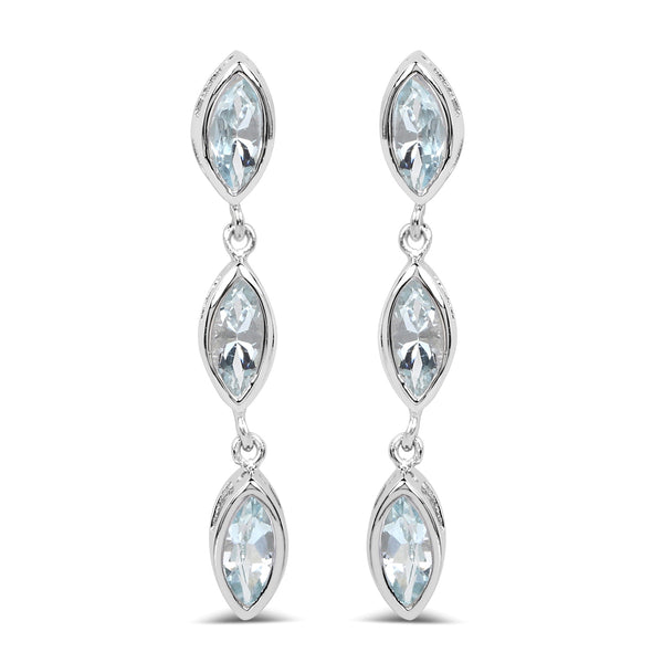 1.92 Carat Genuine Aquamarine .925 Sterling Silver Earrings