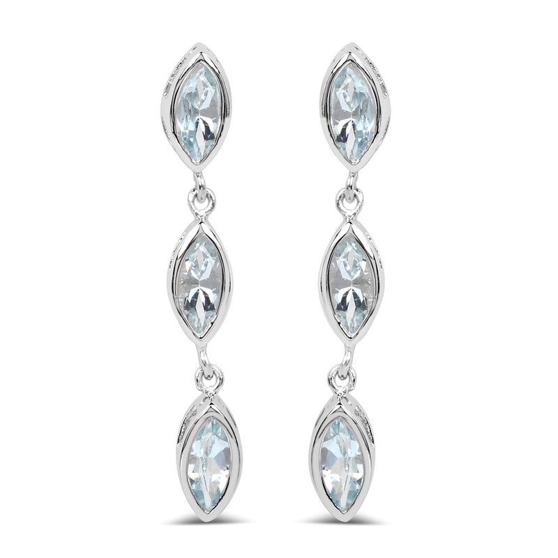 1.92 Carat Genuine Aquamarine .925 Sterling Silver Earrings