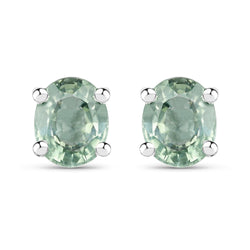 0.68 Carat Genuine Green Sapphire .925 Sterling Silver Earrings