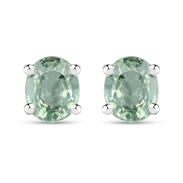 0.68 Carat Genuine Green Sapphire .925 Sterling Silver Earrings