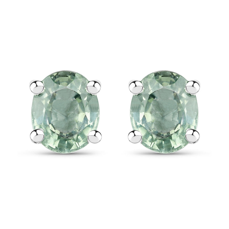 0.68 Carat Genuine Green Sapphire .925 Sterling Silver Earrings