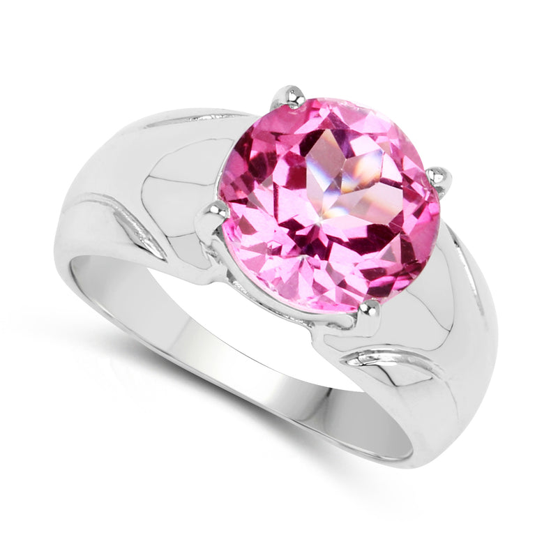 4.55 Carat Genuine Pink Topaz .925 Sterling Silver Ring