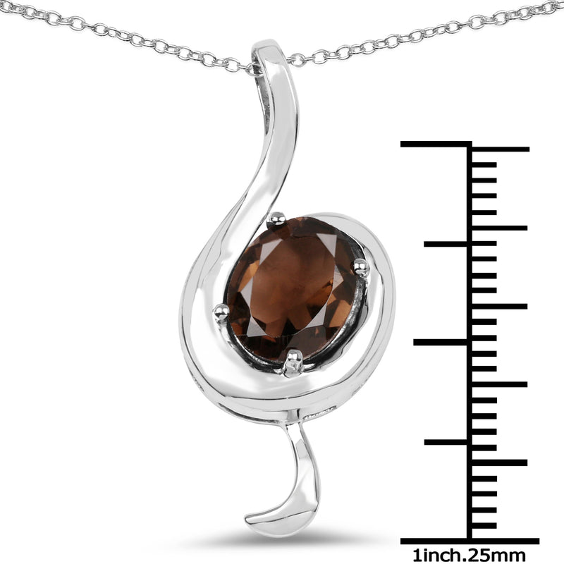 2.30 Carat Genuine Smoky Quartz .925 Sterling Silver Pendant