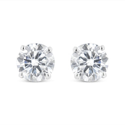 14K White Gold 1.00 Cttw Round Brilliant-Cut Near Colorless Diamond Classic 4-Prong Stud Earrings with Screw Backs (J-K Color, SI1-SI2 Clarity)