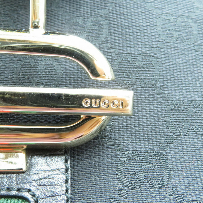 Gucci Sherry Line 130779 GG Pattern Handbag One Shoulder Bag Black Canvas Leather 0026GUCCI