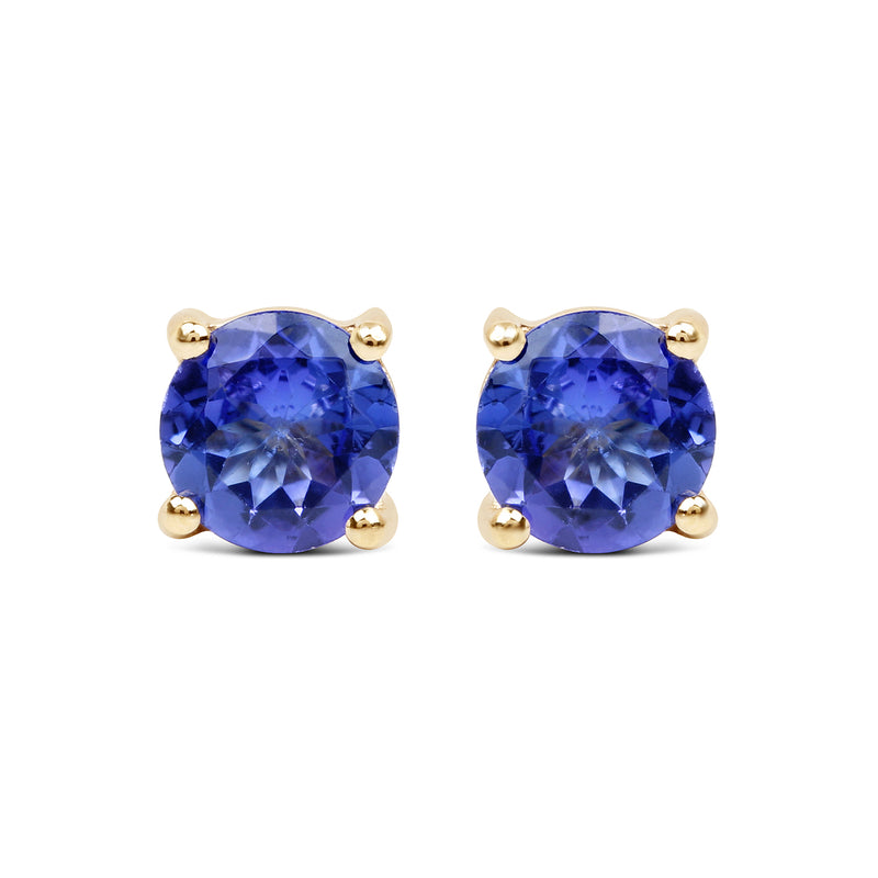 0.94 Carat Genuine Tanzanite 14K Yellow Gold Earrings