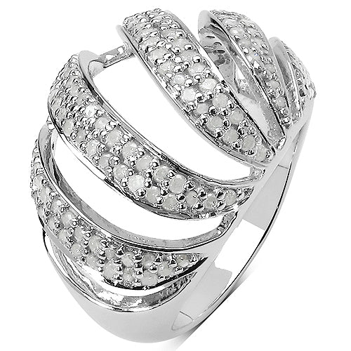 0.98 Carat Genuine White Diamond .925 Sterling Silver Ring