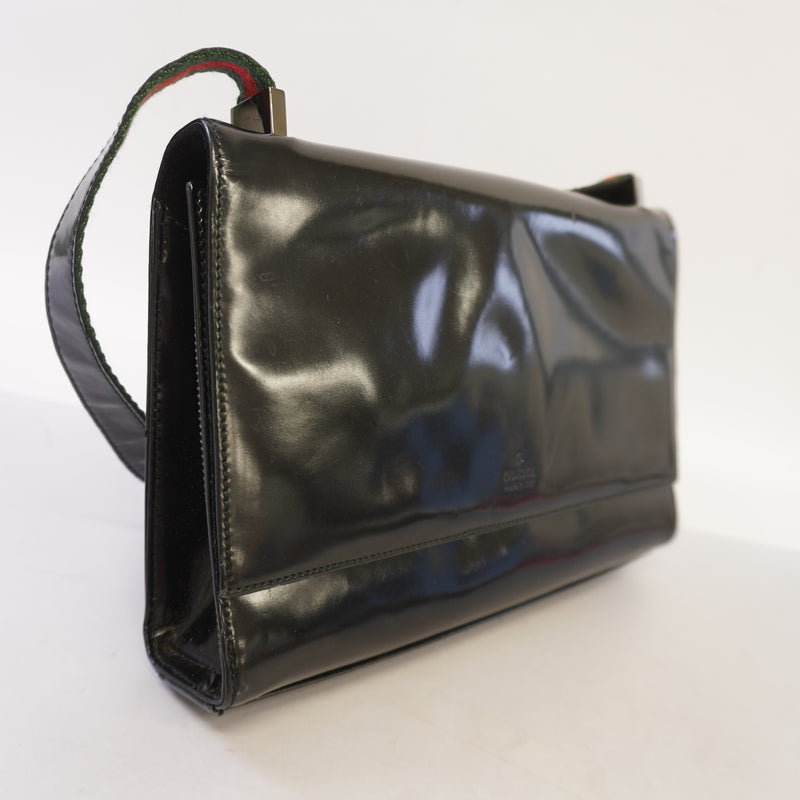Auth Gucci Shoulder Bag Sherry 001 3248 Patent Leather Black