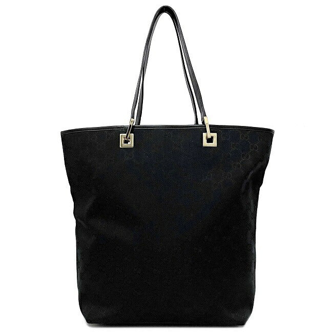 Gucci Tote Bag Black Gold 002 1098 Canvas Leather GUCCI GG Handbag Womens