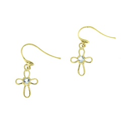 .03ct Aquamarine Cross Earrings 10KT Yellow Gold