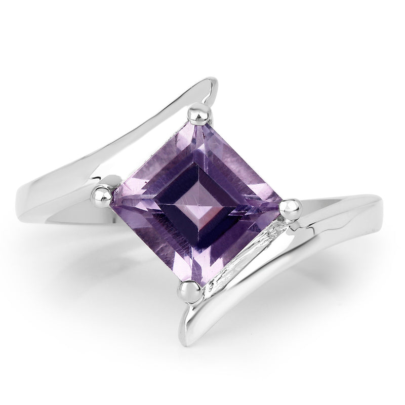 1.50 Carat Genuine Amethyst .925 Sterling Silver Ring