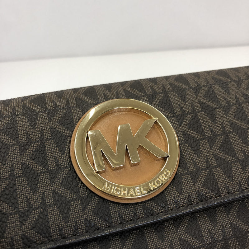 MICHAEL KORS Michael Kors long bi-fold wallet brown MK 32S7GFTE3B plate PVC ladies