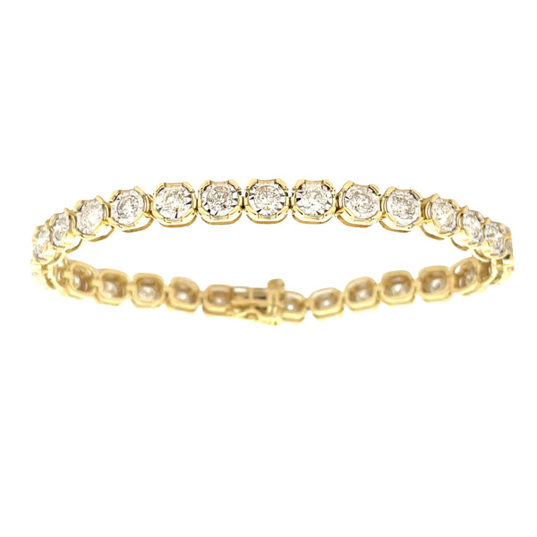 Natural 5.00ct Diamond Tennis Bracelet 10KT Yellow Gold