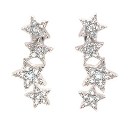 925 Sterling Silver Women Star Earring Sky Blue Topaz