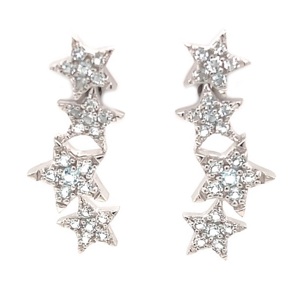 925 Sterling Silver Women Star Earring Sky Blue Topaz