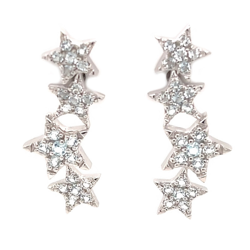 925 Sterling Silver Women Star Earring Sky Blue Topaz