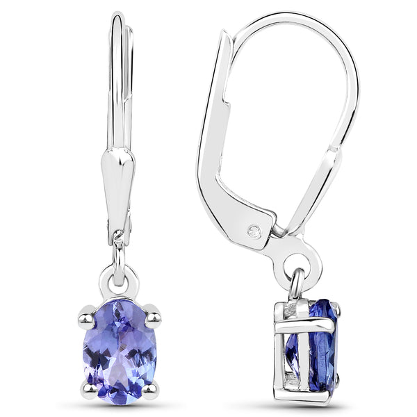 1.20 Carat Genuine Tanzanite .925 Sterling Silver Earrings