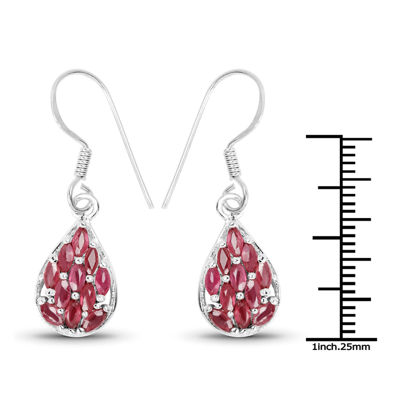 2.64 Carat Genuine Ruby .925 Sterling Silver Earrings