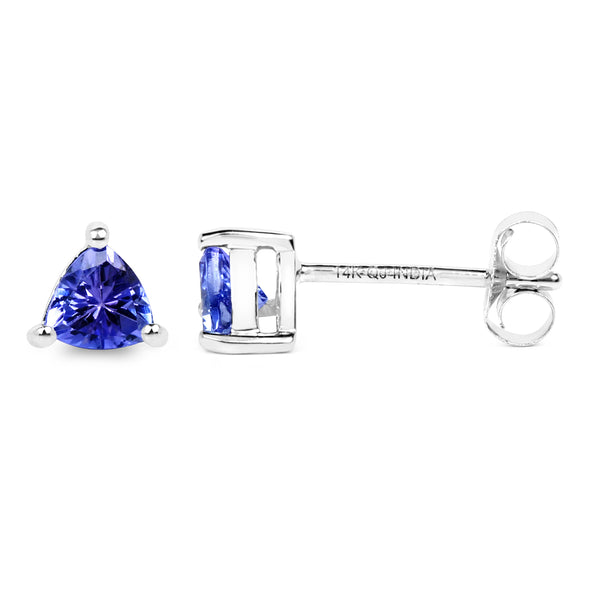 0.50 Carat Genuine Tanzanite 14K White Gold Earrings