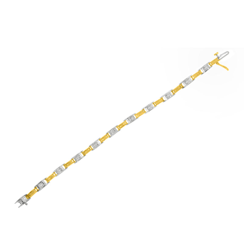 14K Two-Tone Gold 1 ct TDW Diamond Chain Link Bracelet (H-IS12-I1)