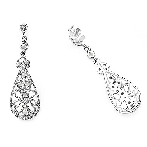 0.33 Carat Genuine White Diamond .925 Sterling Silver Earrings