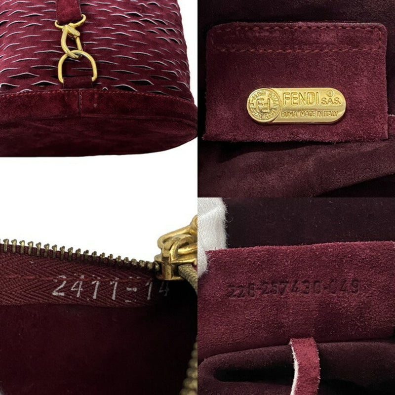 Fendi Backpack Bordeaux 228-257430-049 Suede FENDI Mesh AmiAmi Ladies Red