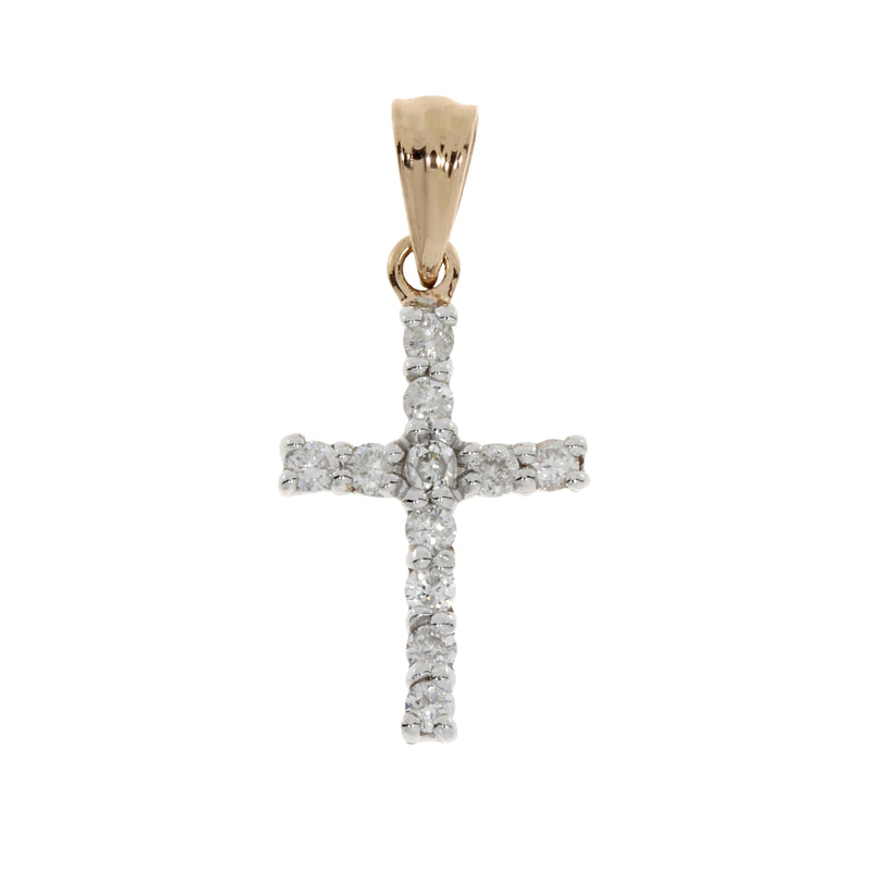 .20ct Diamond Cross Religious Pendant 14KT Rose Gold