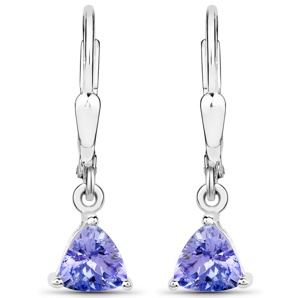 1.18 Carat Genuine Tanzanite .925 Sterling Silver Earrings