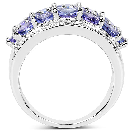 2.72 Carat Genuine Tanzanite .925 Sterling Silver Ring