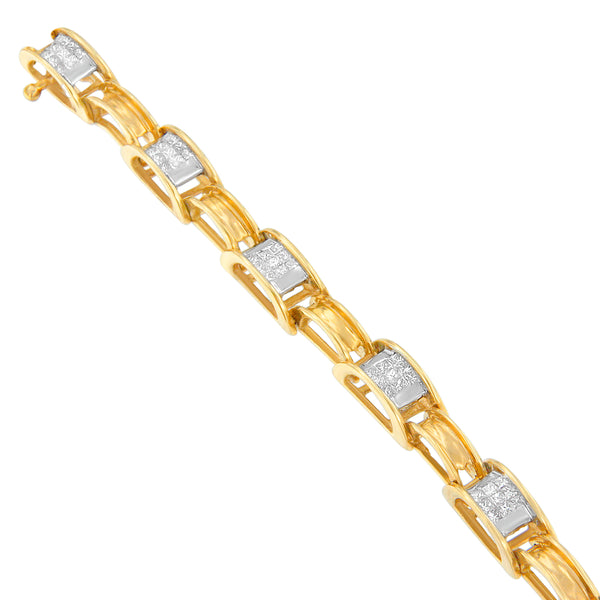 14K Yellow Gold Princess Cut Diamond Chain Link Bracelet (1.00 cttw, H-I Color, SI1-SI2 Clarity)