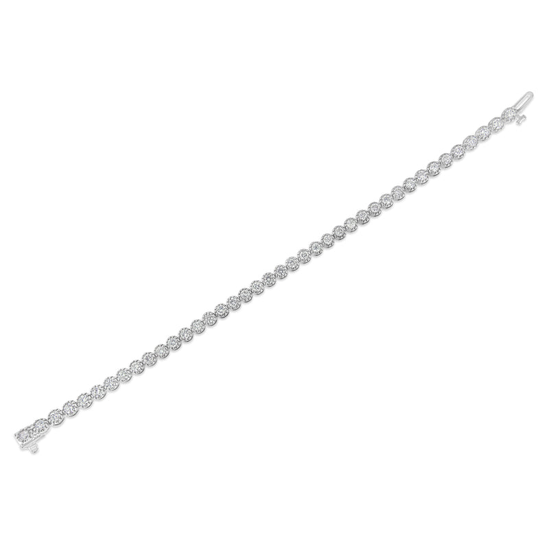 14K White Gold 4ct TDW Round-Framed Diamond Tennis Bracelet (H-II1-I2)