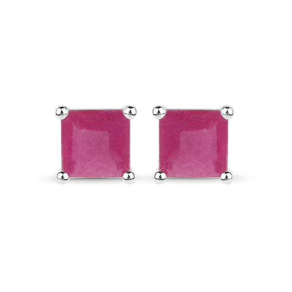 0.70 Carat Genuine Johnson Ruby .925 Sterling Silver Earrings