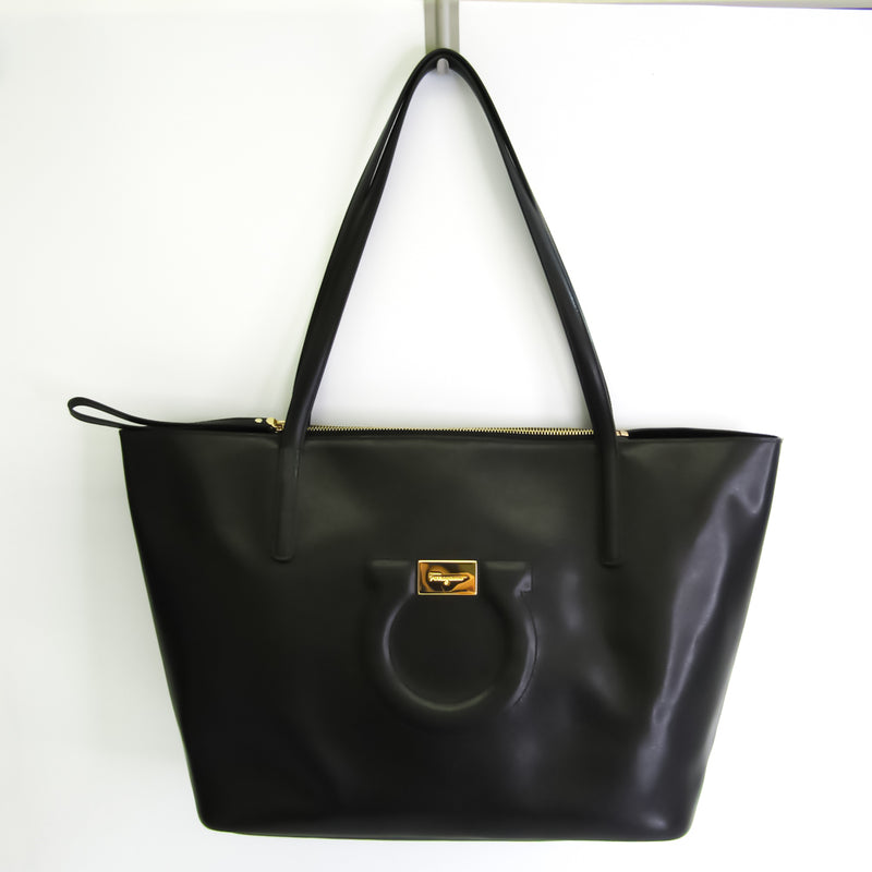 Salvatore Ferragamo Gancini GU-21 H019 Womens Leather Tote Bag Black