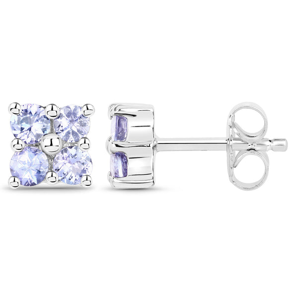 0.80 Carat Genuine Tanzanite .925 Sterling Silver Earrings