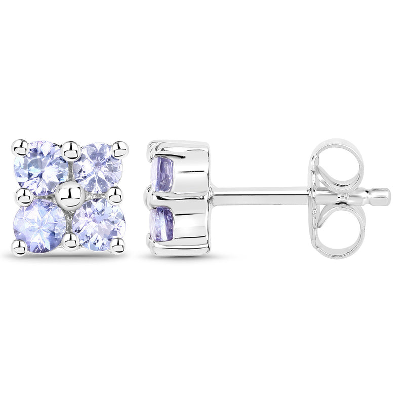 0.80 Carat Genuine Tanzanite .925 Sterling Silver Earrings