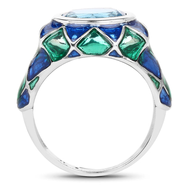 3.25 Carat Genuine Swiss Blue Topaz .925 Sterling Silver Ring