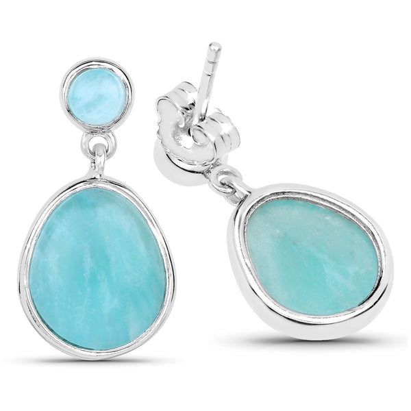 6.39 Carat Genuine Amazonite .925 Sterling Silver Earrings