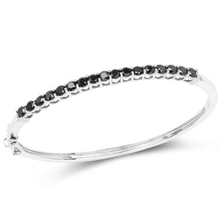 2.98 Carat Genuine Black Diamond .925 Sterling Silver Bangle